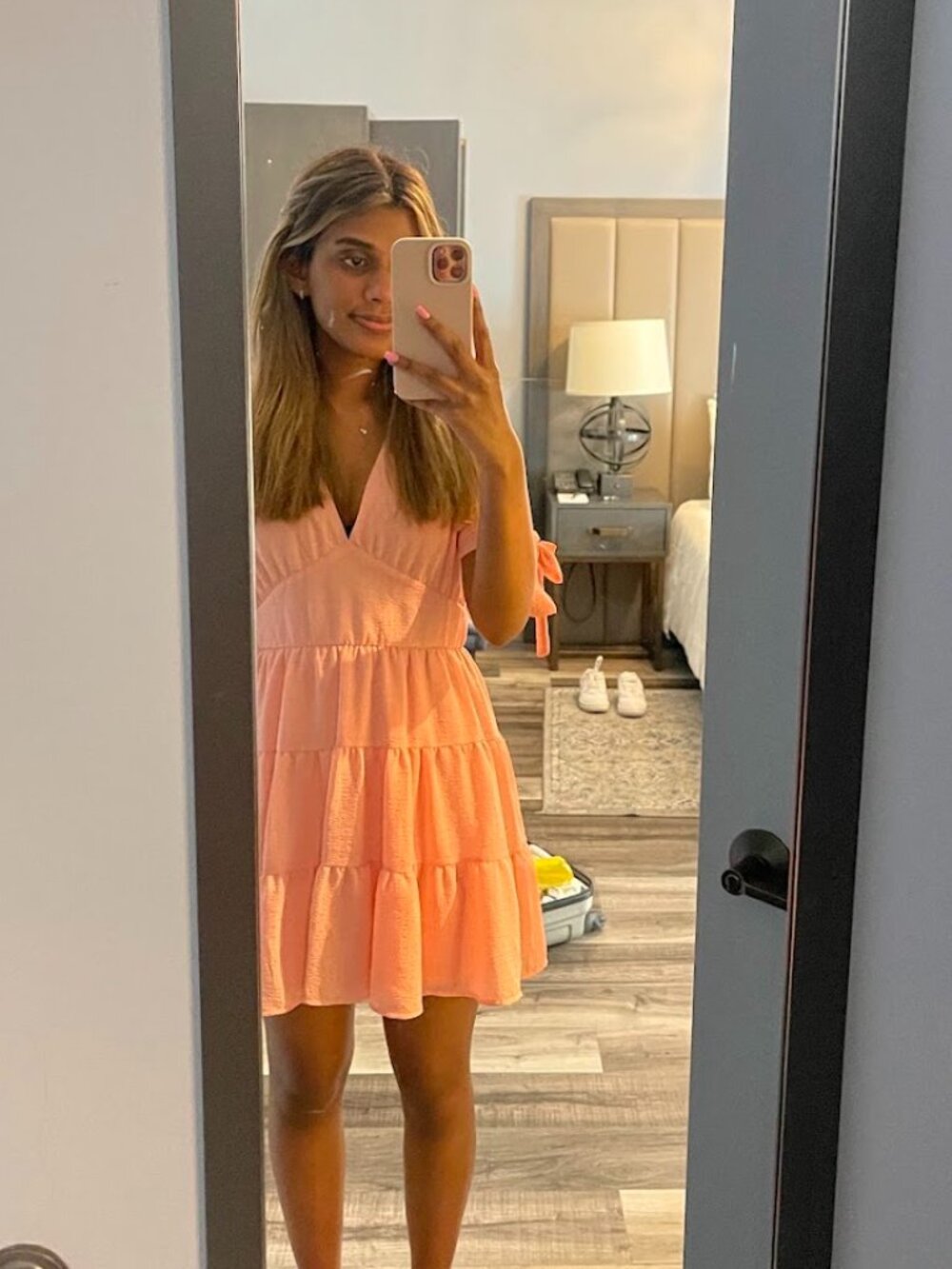 Coral Tie Sleeve Babydoll Mini Dress - Altard state